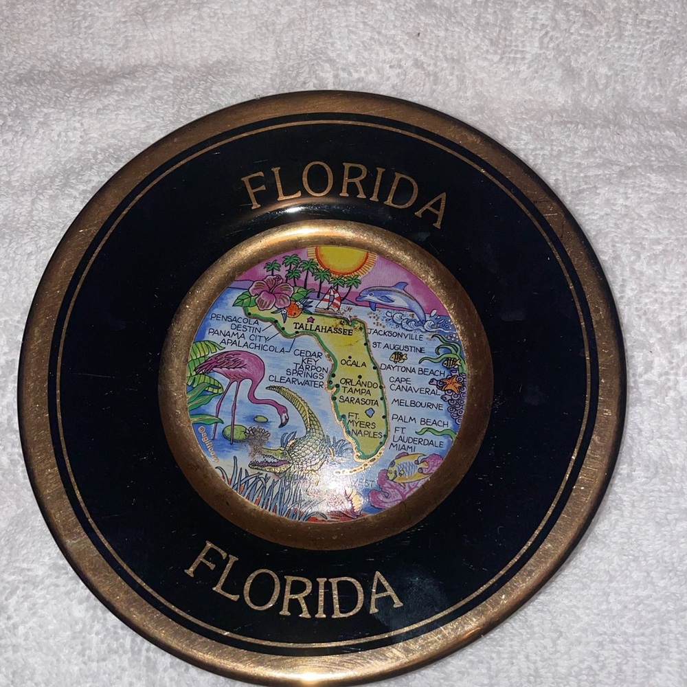 Florida Souvenir Plate with Map Design